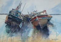 Momin Waseem, 15 x 22 Inch, Water Color on Paper, Seascape Painting, AC-MW-033